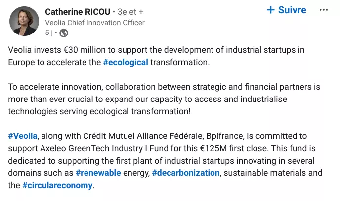 Text of Catherine Ricou’s LinkedIn post during the Smart City Expo 2024